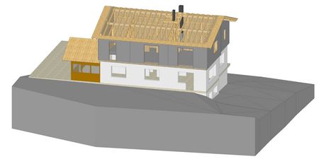 CAD Werkplanung: 3D Ansicht der Aufstockung 