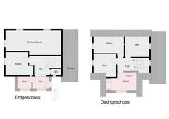 Grundriss von Erdgeschoss und Dachgeschoss