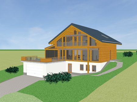3D Ansicht vom Entwurf des Einfamilienhauses