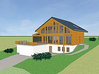 3D Ansicht vom Entwurf des Einfamilienhauses